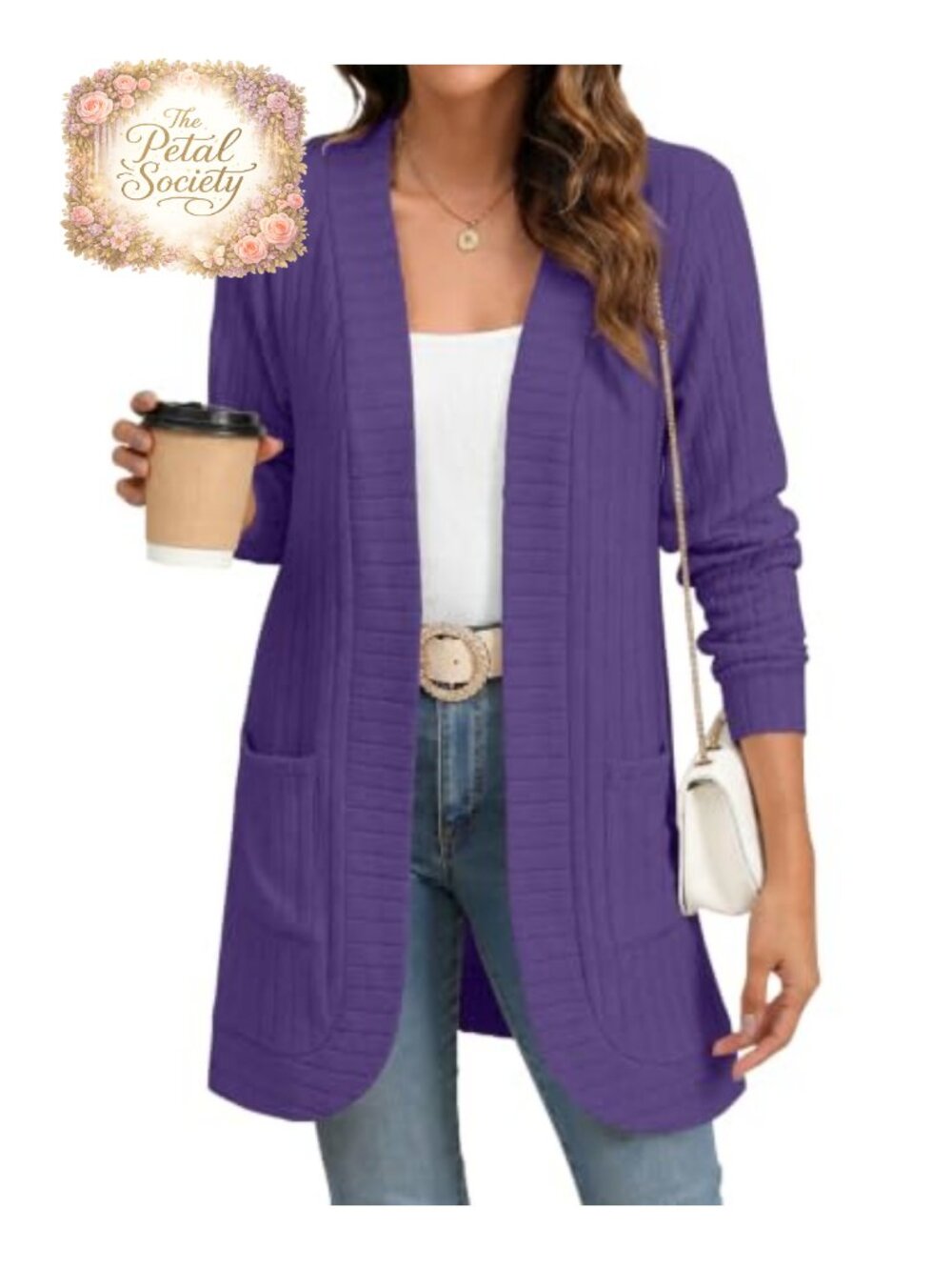 Open Front Cardigan Sweater Long Sleeve Loose Fit with Pockets